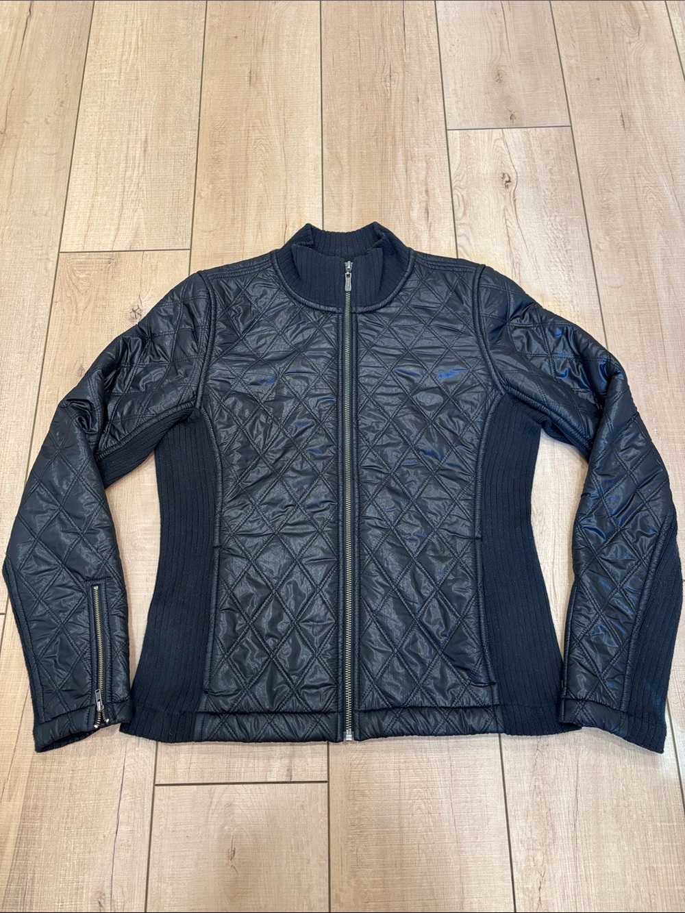 Prana Black Quilted Zip-Front Jacket